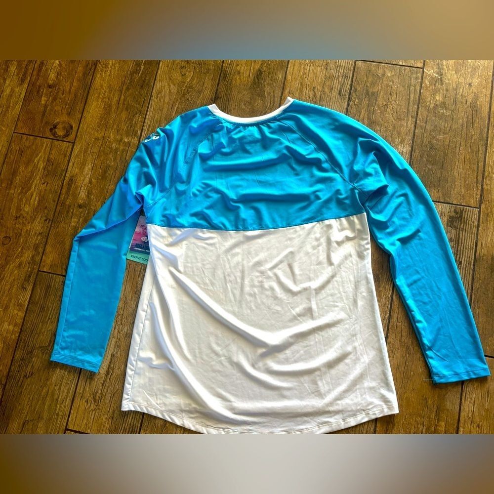 NWT Reel Legends Blue White Long Sleeve Rash Guard Swim Shirt Pineapple Large L - Picture 4 of 4